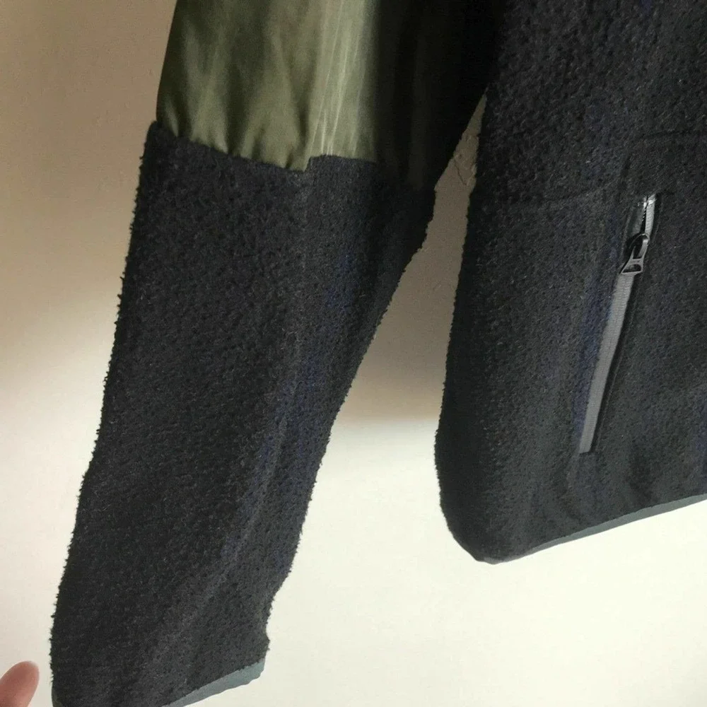 Vince Mixed Media Hoodie Jacket Urban Green NWTS - Picture 6 of 12
